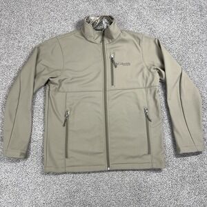 Columbia PHG‎ Jacket Mens M Tan Hunting Zip Pocket Camo Collar Realtree